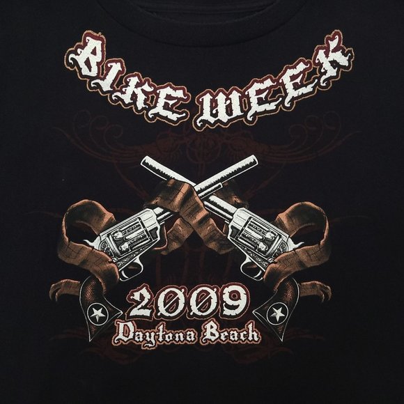 Bike Week 2009 Daytona Beach T Shirt Mens 3XL Double Sided Crew Neck Black Biker - Picture 1 of 16